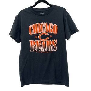 NFL Bears Black T-Shirt Front and Back Print 100% Cotton